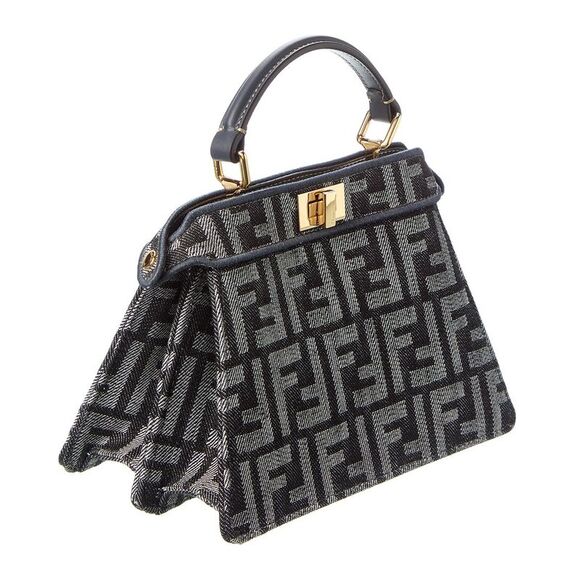 Fendi Peekaboo Iseeu Petite Ff Denim & Leather Tote, Blue - Picture 3 of 4